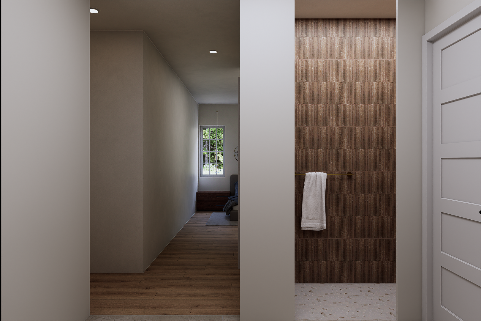 Basement master bath shower rendering